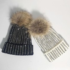 Womens Rhinestone Bling Pom