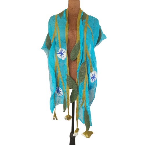 Felted wool long - scarf, chiffon