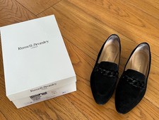 RUSSELL & BROMLEY BLACK SUEDE SHOES -STYLE CHAIN LINK -SIZE 38.5 IN ORIGINAL BOX
