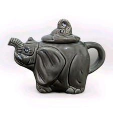 Vintage Glazed Ceramic Elephant Teapot