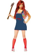 Girls Chucky Doll Fancy Dress Costume Teen Child Chucky Halloween Costume Outfit