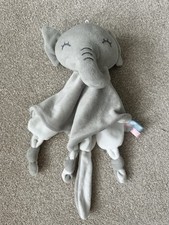 Grey Elephant Comfort Blanket Rattle Baby Comforter Snuggle soft Toy
