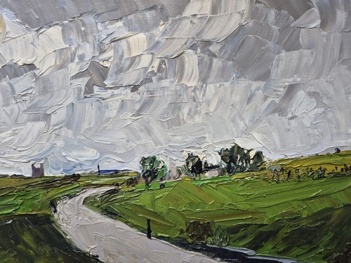 Farm scene original oil - farm,