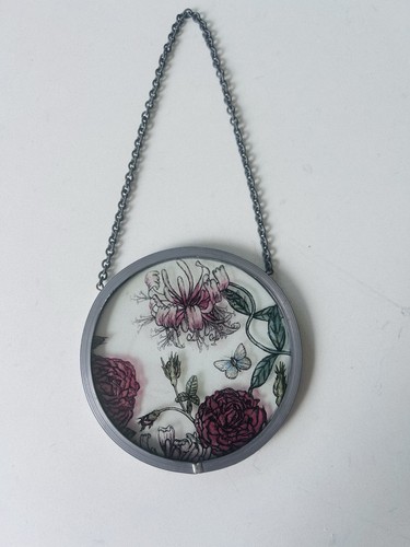 Round floral stained glass - round,