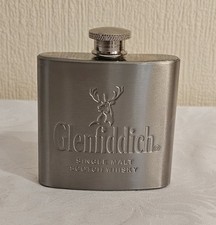 Stainless Steel 2.5oz Glenfiddich Hip Flask with Stag Logo. No Box