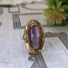 Luxury Vintage Soviet Russian 583 14K ROSE GOLD RING Alexandrite SIZE 8.5 USSR