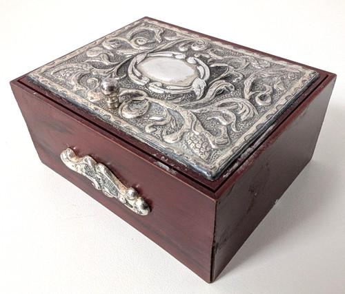 Solid silver mounted trinket - silver,