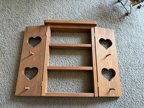 Vtg wooden heart shelf - vtg,