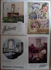 LOT OF 4 VINTAGE HARRODS MAGAZINE ADVERTS Country Life 1940’s