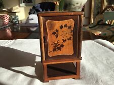 Antique Japanese Inlaid Wooden Cigarette Puzzle Box Four Panels Good Condition