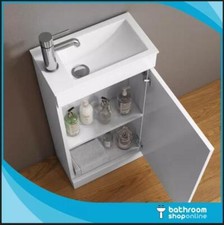 White Minimalist Floorstanding Compact Cloakroom Vanity Unit with Basin 400mm