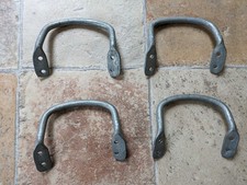 4 VINTAGE GALVANISED METAL HANDLES - CURVED FOR  SIDES OF WOODEN BARREL/PLANTER