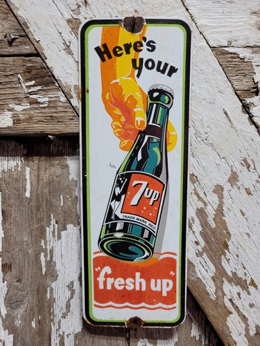 Vintage 7up porcelain sign - vintage,