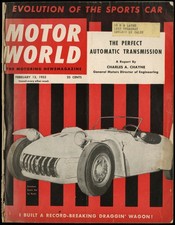 FEBRUARY 13 1953 MOTOR WORLD MAGAZINE, KURTIS SPORTS CAR, OVAL TRACK, DRAG