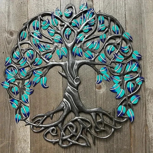 Metal artwork with turquoise - artwork,