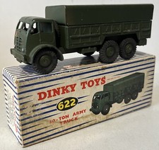 VINTAGE DINKY TOYS 622 10 TON ARMY TRUCK w/ DRIVER MILITARY MODEL BOXED