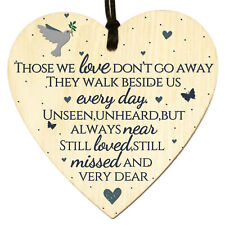 Wooden Heart Plaque Sign Bereavement Memorial Remembrance Poem Loss Love Gift