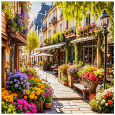 Printed Cross Stitch Kit 11 ct Flower Shop Store Homes 30x30cm DIY UK