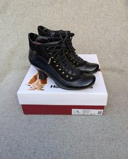 Hush Puppies Vivianna size 6 wide fit black leather Victorian Steampunk boots.