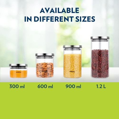 Glass food canister jar with - glass,