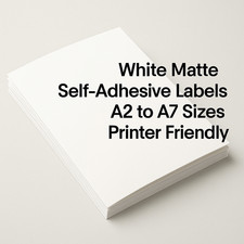 White Matte Self Adhesive Labels A2 A3 A4 A5 A6 A7 | Blank Sheets for Printers