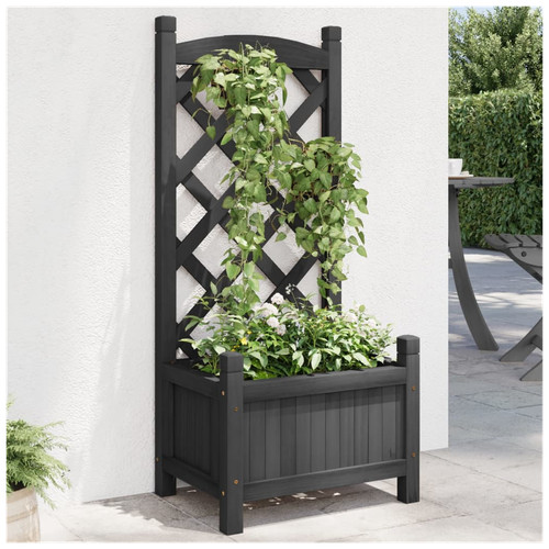 Wooden planter with trellis - wooden,
