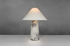 Shabby Chic Cottage Inspired Fabric Cone Lamp, Black Floral, Large Table Lamp