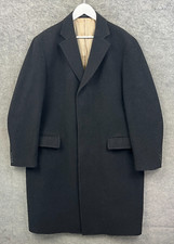M&S Jacket Mens XL Black Collezione Texco Wool Cashmere Overcoat Crombie Coat