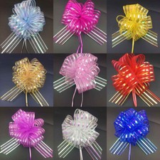 50mm Large Pom Pom Bow Organza Ribbon Pull Bows Wedding Party Decor Gift Wrap UK