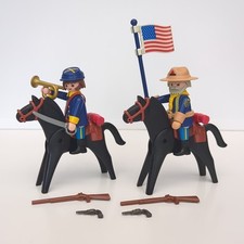 Civil War Playmobil Western Union Soldiers on horseback accessories figures
