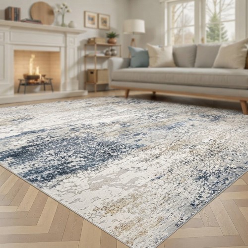 Beige blue large - washable, area