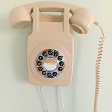 GPO746 Wallphone Push Button Rotary Dial Effect Telephone Ivory EX Cond