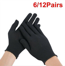 6/12Pairs Black Cotton Gloves