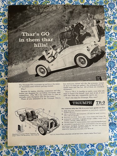 Vintage 1959 triumph tr3 print - 1959,