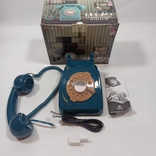 GPO 746 Retro Classic Rotary Telephone Bell Ring - Azure Blue - Boxed