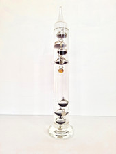 Vintage Galileo Glass Thermometer Temperature Gauge 30cm Floating Black Baubles