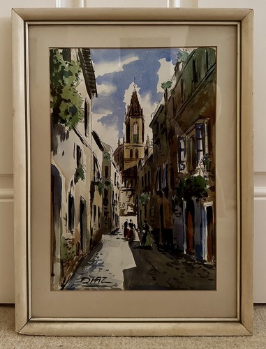 Street scene watercolour - street,