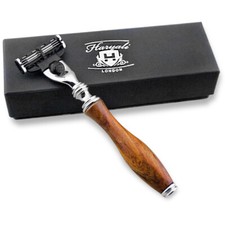 Men Shaving Triple Edges Razor Wood Handle Cartridge Safety Men Home Shave Tool
