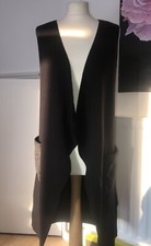 Per Una  8 Black Long Sleeveless Cardigan +velvet pockets