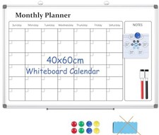 Whiteboard Calendar 40 x 60cm Monthly Planner, Magnetic Wall Whiteboard-Auction