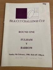 Rugby League Programme Fulham V Barrow 26-2-1986