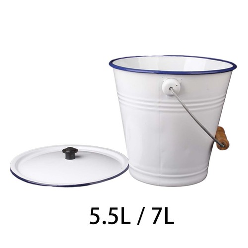 Enamel bucket pails - pails, wood