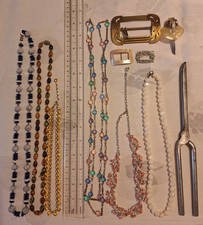 Vintage Collection Of Mixed Jewellery & Marcel Type Curling Tongs MOP, Beads Etc