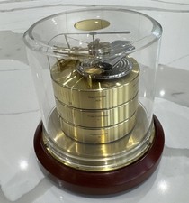 Desktop Brass Weather Station By W Widdop On Wooden Base With Cover