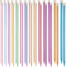 Aelike Coloured Knitting Needles Set - 35Cm Long, 28 Pcs/14 Pairs Aluminium Sing