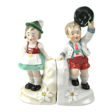 Fasold & Stauch Porcelain Bookends Children in Costume 40s 50s Bookends