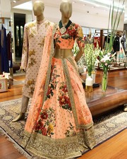 Peach Designer Print Sequins