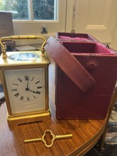 ANTIQUE GENUINE FRENCH "HENRI JACOT" STRIKING BRASS CARRIAGE CLOCK