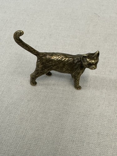 Vintage solid brass - brass, cat