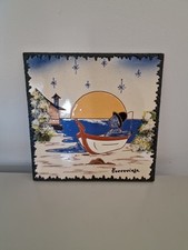 Torrevieja Art Tile Display Ceràmica De La Bisbal Handpainted Fisherman 8x8" 